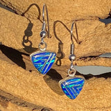 BLUE OPAL EARRINGS - Caribbean Blue Opal Earrings - Sterling Silver - opal earrings dangle - Long Earrings  614ER