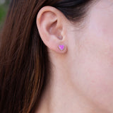 OPAL HEART EARRINGS  - Heart Shaped Opal Earring Studs (Choose  Caribbean Blue Opal, White Fire Opal or Pink Opal) - 100ER