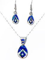 BLUE OPAL NECKLACE -  Caribbean Blue Opal and White Fire Opal Pendant 762PD - Blue Opal pendant - White Fire Opal