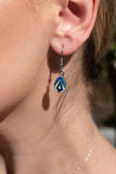 FIRE OPAL EARRINGS - Caribbean Blue Opal  and White Fire Opal Earrings opal earrings dangle - Long Earrings - 761ER