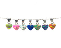 OPAL HEART NECKLACE -  (Choose Your Color) - Heart Necklace and chain -  Opal Heart Pendant - 100PDsm