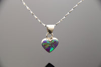 OPAL HEART NECKLACE -  (Choose Your Color) - Heart Necklace and chain -  Opal Heart Pendant - 100PDsm