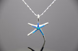 BLUE OPAL NECKLACE - Opal Starfish Pendant - Necklace and Sterling Silver Chain - Charm