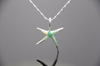 BLUE OPAL NECKLACE - Opal Starfish Pendant - Necklace and Sterling Silver Chain - Charm