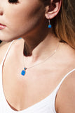 SMALL OPAL SET - Blue Opal Necklace and Earrings Set - Opal Pendant and Earrings Set - opal earrings dangle - 600SETsm