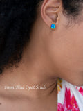 HYPO ALLERGENIC OPAL - Sterling Silver Opal Stud Earrings - opal earrings - 43-5S