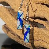 FIRE OPAL EARRINGS - Blue Opal and White Fire Opal Earrings - earrings dangle - Blue Opal Earrings - Sterling Silver - Long Earrings -766ER