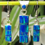 BLUE OPAL NECKLACE -  Caribbean Blue Opal Pendant and Sterling Silver Chain - Long Pendant - 715PD