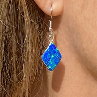 BLUE OPAL SET - Caribbean Blue Opal Pendant and Earrings Set - opal earrings dangle - Opal Necklace and Earrings Set - 571SET (small)