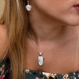 WHITE FIRE OPAL Necklace - White Fire Opal Pendant and Sterling Silver Chain (choose medium or large) - Long Pendant - 606PD