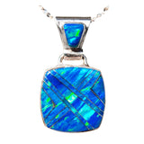 BLUE OPAL NECKLACE - 600PD-sm  Small Caribbean Blue Opal Pendant and Italian Silver Chain