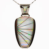WHITE FIRE OPAL Necklace - White Fire Opal Pendant and Sterling Silver Chain (choose medium or large) - Long Pendant - 606PD