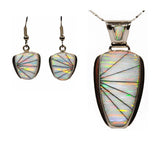 FIRE OPAL SET - 606L - White Fire Opal Necklace and Earrings Set - Opal Pendant and Earrings Set - opal earrings dangle
