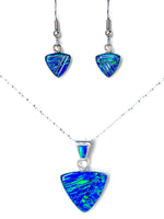 BLUE OPAL NECKLACE - 614PD -  Caribbean Blue Opal Pendant and Italian Sterling Silver Chain