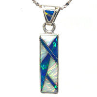 SMALL OPAL PENDANT - Small Caribbean Blue Opal and White Fire Opal Pendant -  766PDxs