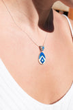 BLUE OPAL NECKLACE -  Caribbean Blue Opal and White Fire Opal Pendant 762PD - Blue Opal pendant - White Fire Opal