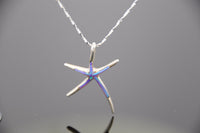 BLUE OPAL NECKLACE - Opal Starfish Pendant - Necklace and Sterling Silver Chain - Charm