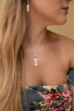 WHITE FIRE OPAL Necklace - White Opal Pendant and Sterling Silver Chain - Necklace 715PD