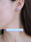 HYPO ALLERGENIC OPAL - Sterling Silver Opal Stud Earrings - opal earrings - 43-5S