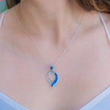 BLUE OPAL NECKLACE - Caribbean Blue Opal Pendant and Sterling Silver Chain - 702PD