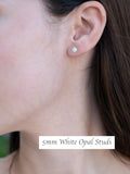 HYPO ALLERGENIC OPAL - Sterling Silver Opal Stud Earrings - opal earrings - 43-5S