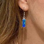 BLUE OPAL EARRINGS -  Caribbean Blue Opal Earrings - Sterling Silver opal earrings dangle - Long Earrings - 715ER