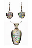 FIRE OPAL SET - 606L - White Fire Opal Necklace and Earrings Set - Opal Pendant and Earrings Set - opal earrings dangle