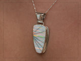 WHITE FIRE OPAL Necklace - White Fire Opal Pendant and Sterling Silver Chain (choose medium or large) - Long Pendant - 606PD