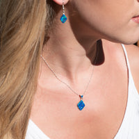 BLUE OPAL SET - Caribbean Blue Opal Pendant and Earrings Set - opal earrings dangle - Opal Necklace and Earrings Set - 571SET (small)