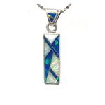 SMALL OPAL PENDANT - Small Caribbean Blue Opal and White Fire Opal Pendant -  766PDxs